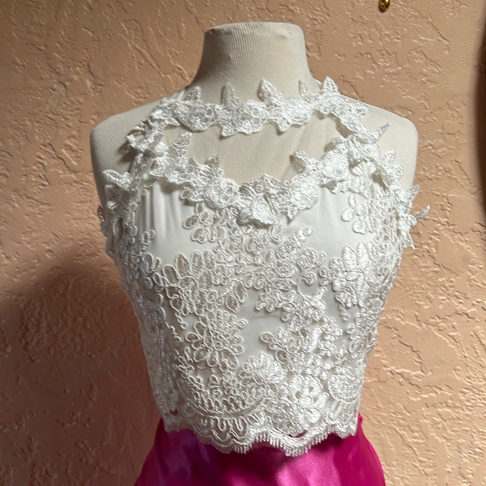 Beautiful lace wedding looks Crop top for evening look, unique desing